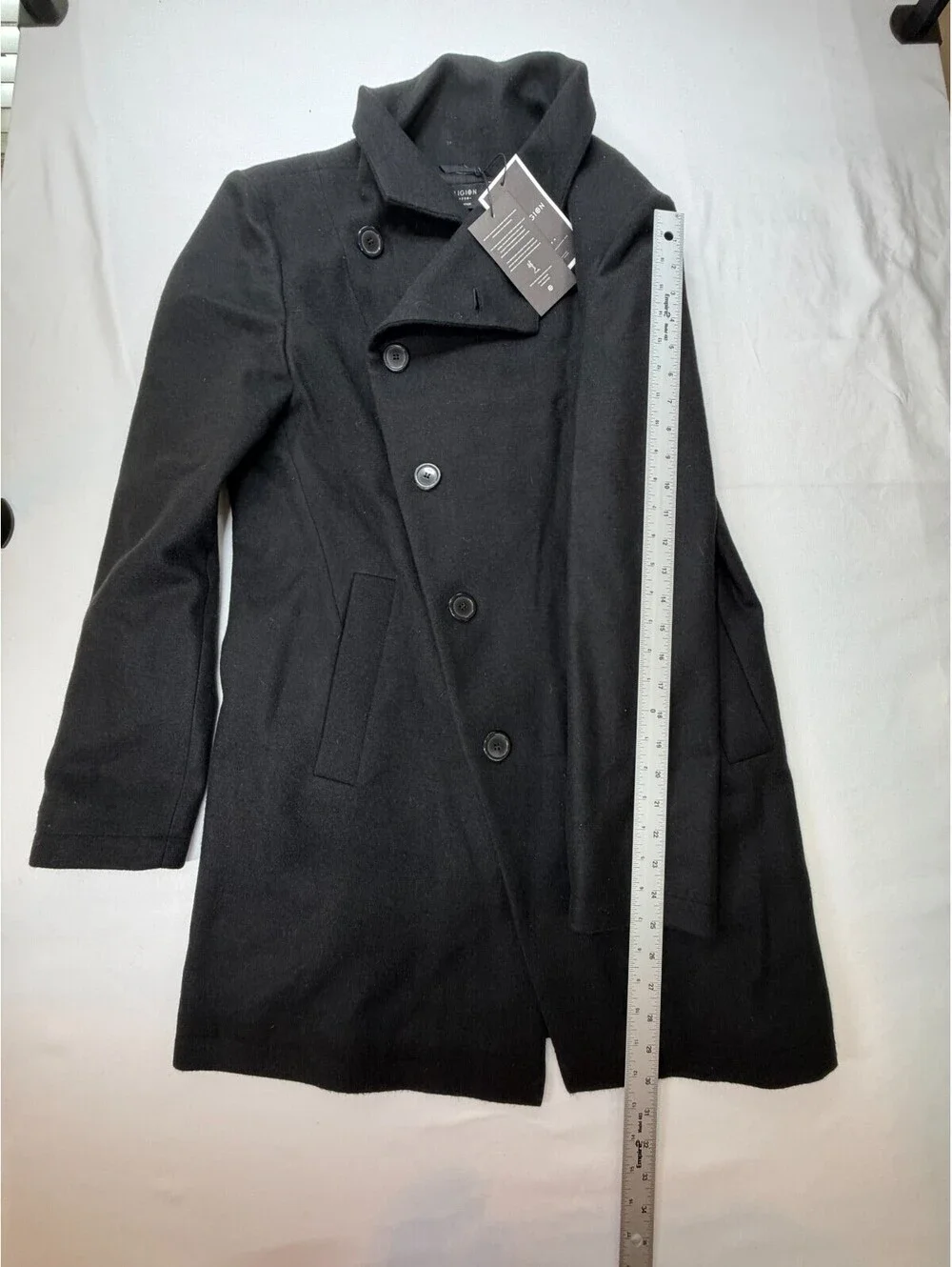 Religion Men's Pea Coat Single Breasted Solid Pocket Lined Long Size M Black NWT